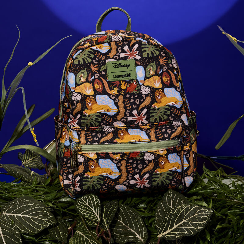 Quadratischer Mini Rucksack Aus Canvas Mit Silhouette Zum 30. Jubilaum Der Konig Der Lowen Allover Print Disney Loungefly