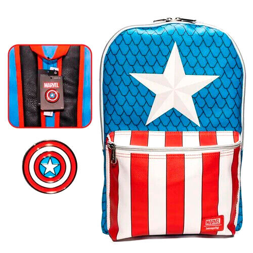 Captain America Rucksack mit Anstecknadel – Marvel Loungefly