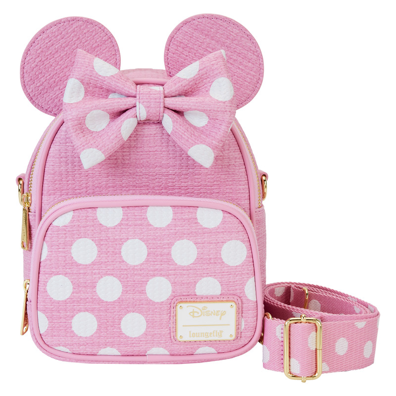 Wandelbarer Mini-Rucksack und Umhängetasche mit gewebter Minnie-Textur – DISNEY LOUNGEFLY