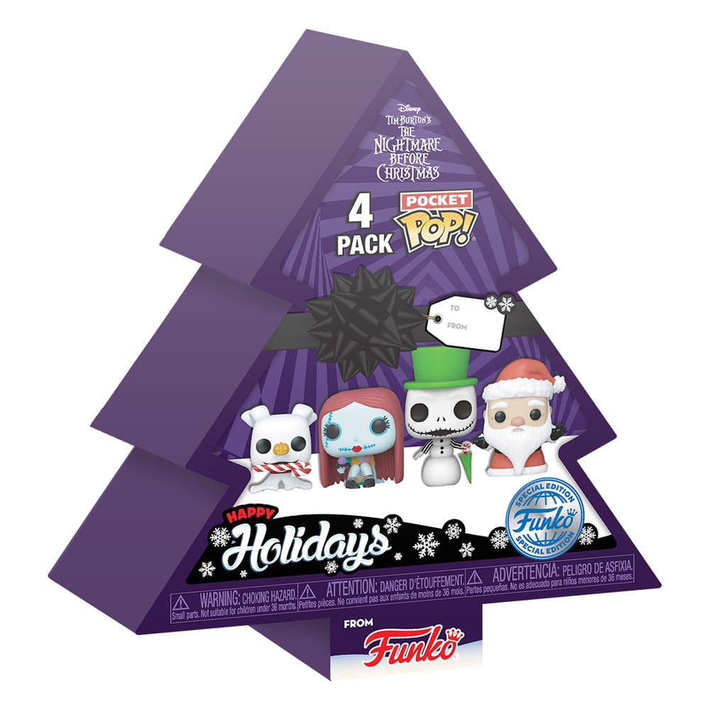 Das Weihnachten Before Weihnachten Paket mit 4 Pocket-POP-Figuren! Vinyl-Baum-Feiertag 4 cm