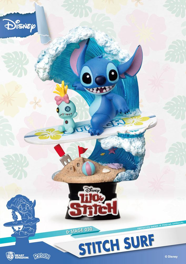 Disney Summer Series PVC- diorama D-Stage Stitch Surf 15 cm