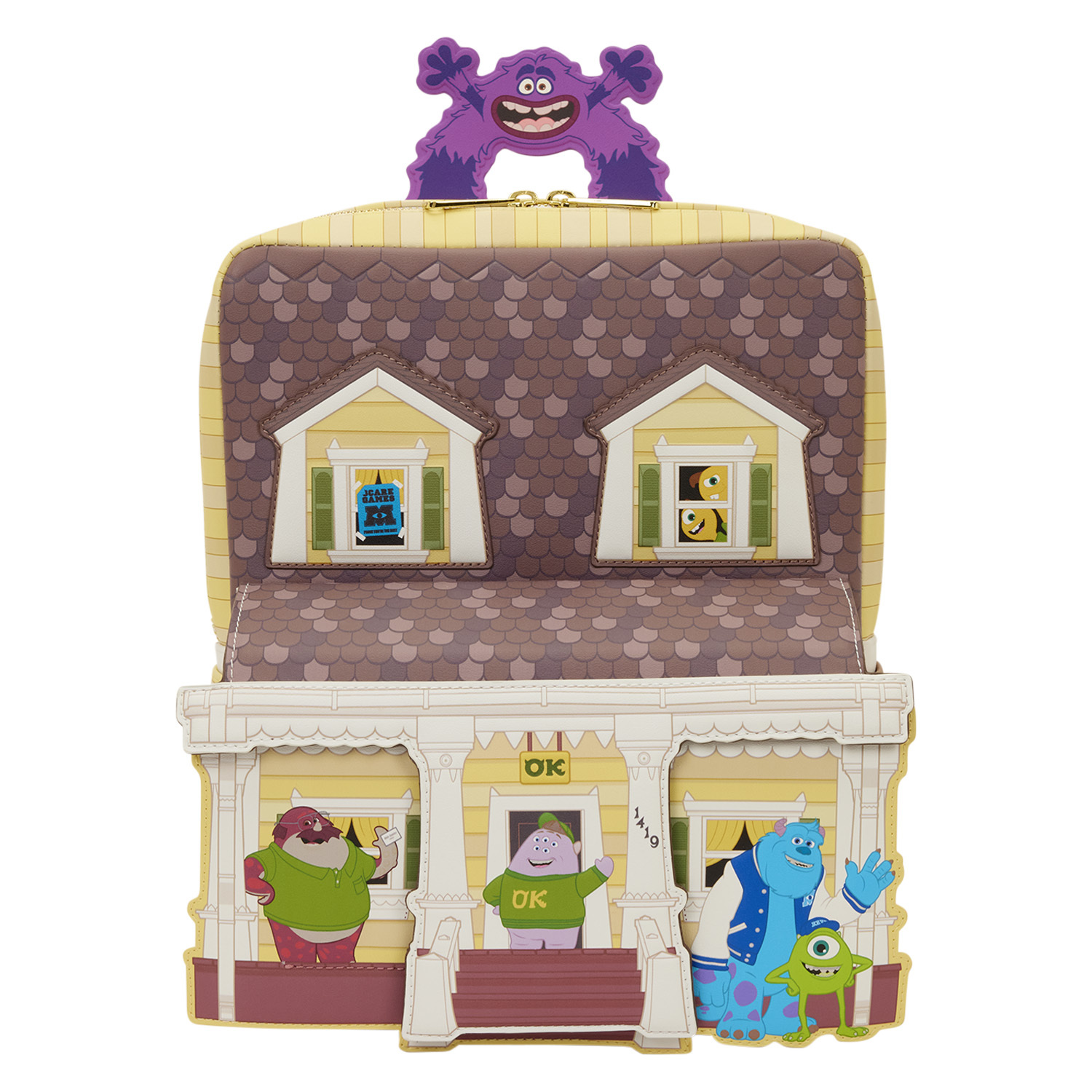 Oozma Kappa House Mini-Rucksack mit Figuren – Disney-Pixar Loungefly Monsters University